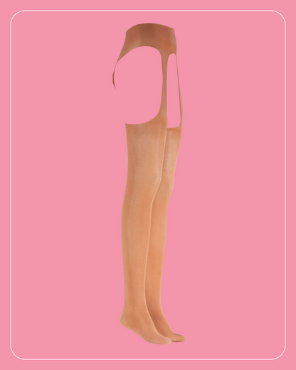 Lustrous Sheer Suspender Crotchless Tights
