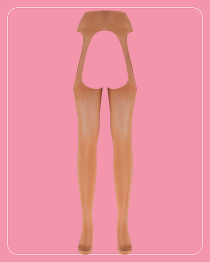 Lustrous Sheer Suspender Crotchless Tights