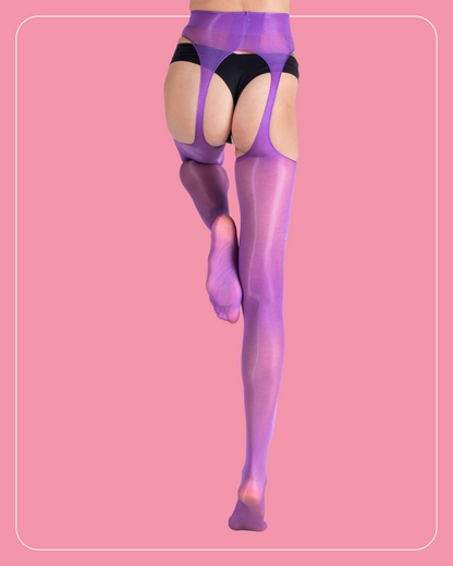 Lustrous Sheer Suspender Crotchless Tights