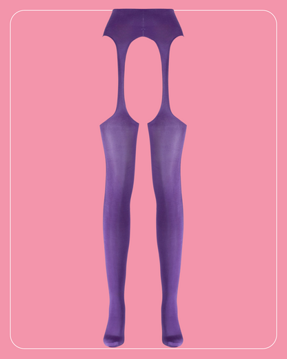 Lustrous Sheer Suspender Crotchless Tights