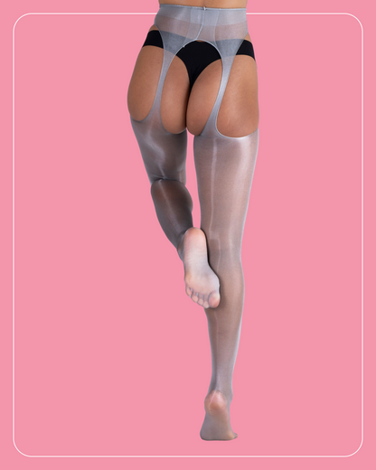 Lustrous Sheer Suspender Crotchless Tights