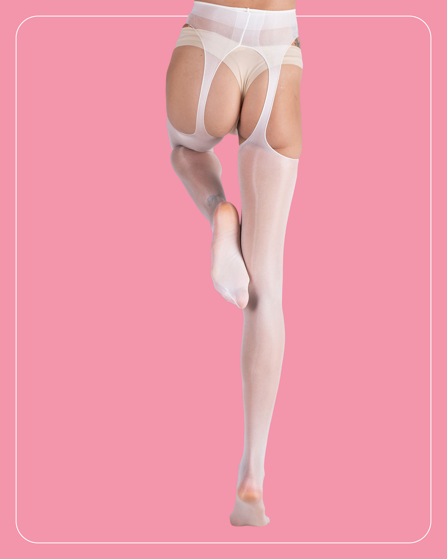 Lustrous Sheer Suspender Crotchless Tights