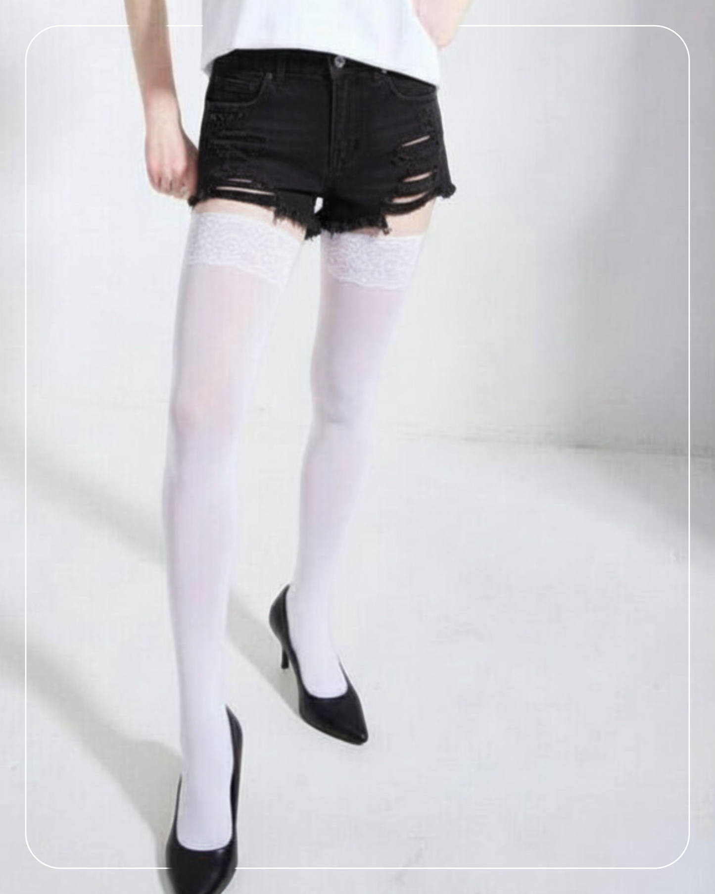 Lustrous Shiny Sheer Thigh-Highs