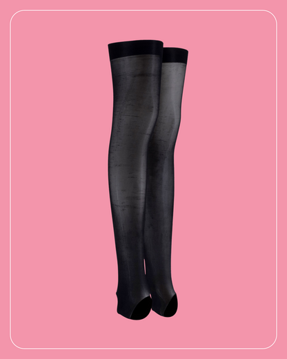 Lustrous Shiny Sheer Stirrup Thigh-Highs
