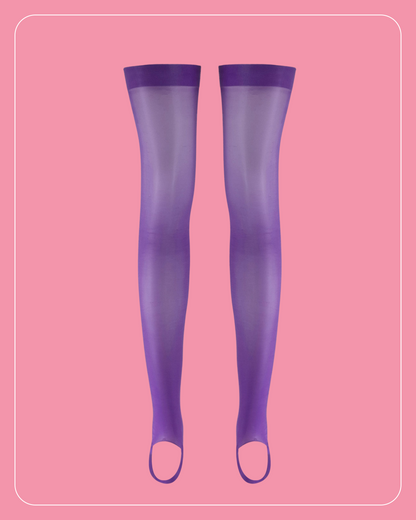 Lustrous Shiny Sheer Stirrup Thigh-Highs