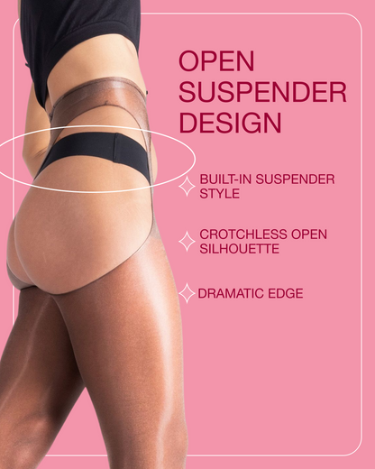 Lustrous Sheer Suspender Crotchless Tights