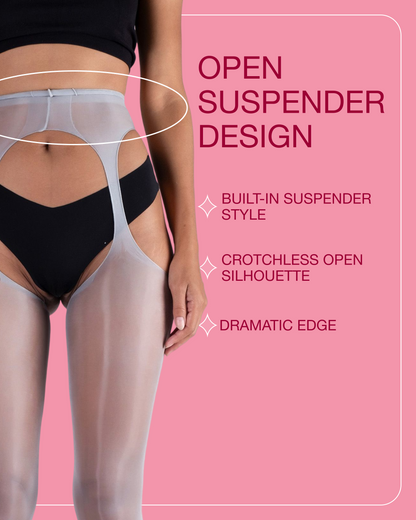 Lustrous Sheer Suspender Crotchless Tights