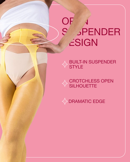 Lustrous Sheer Suspender Crotchless Tights