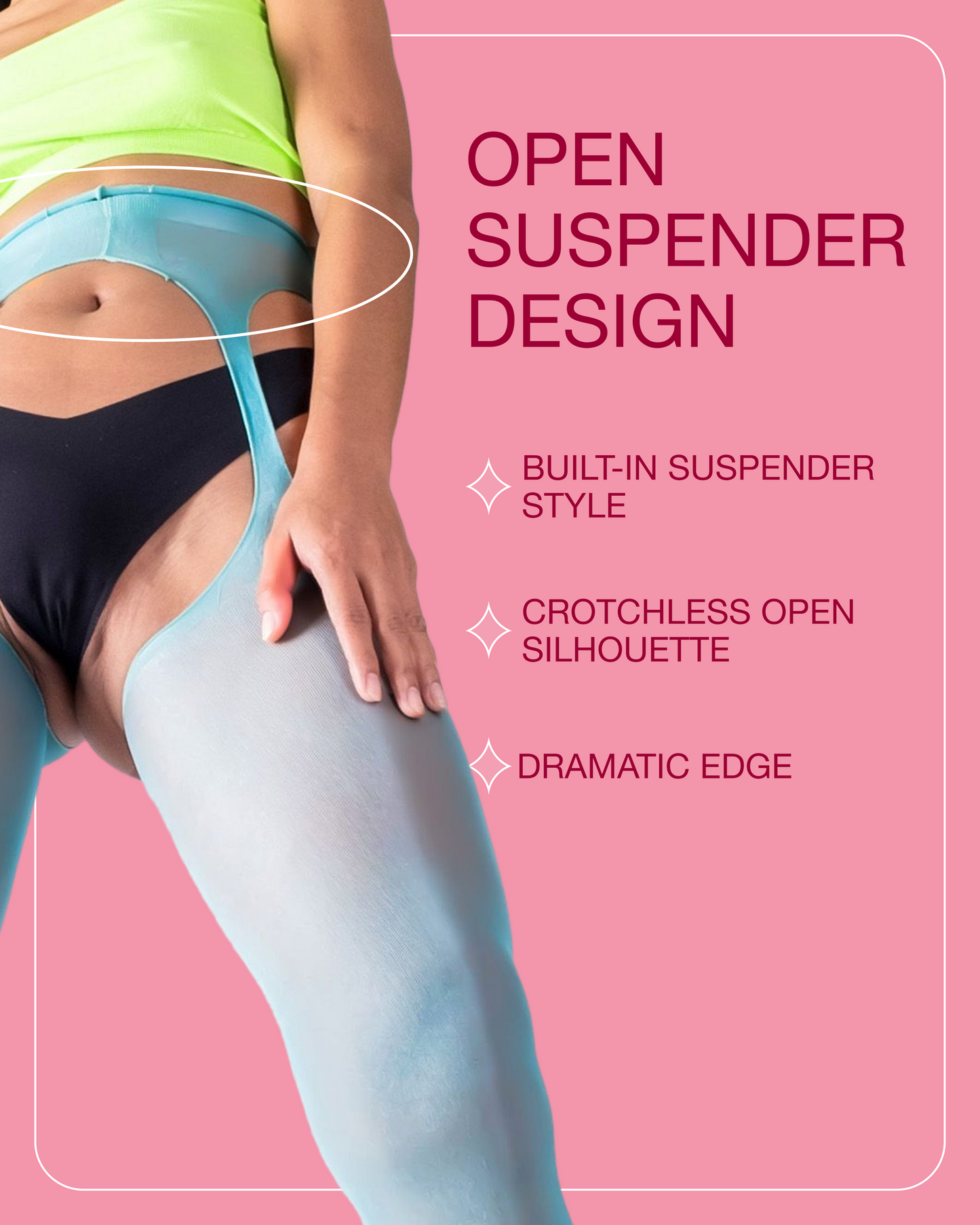 Lustrous Sheer Suspender Crotchless Tights