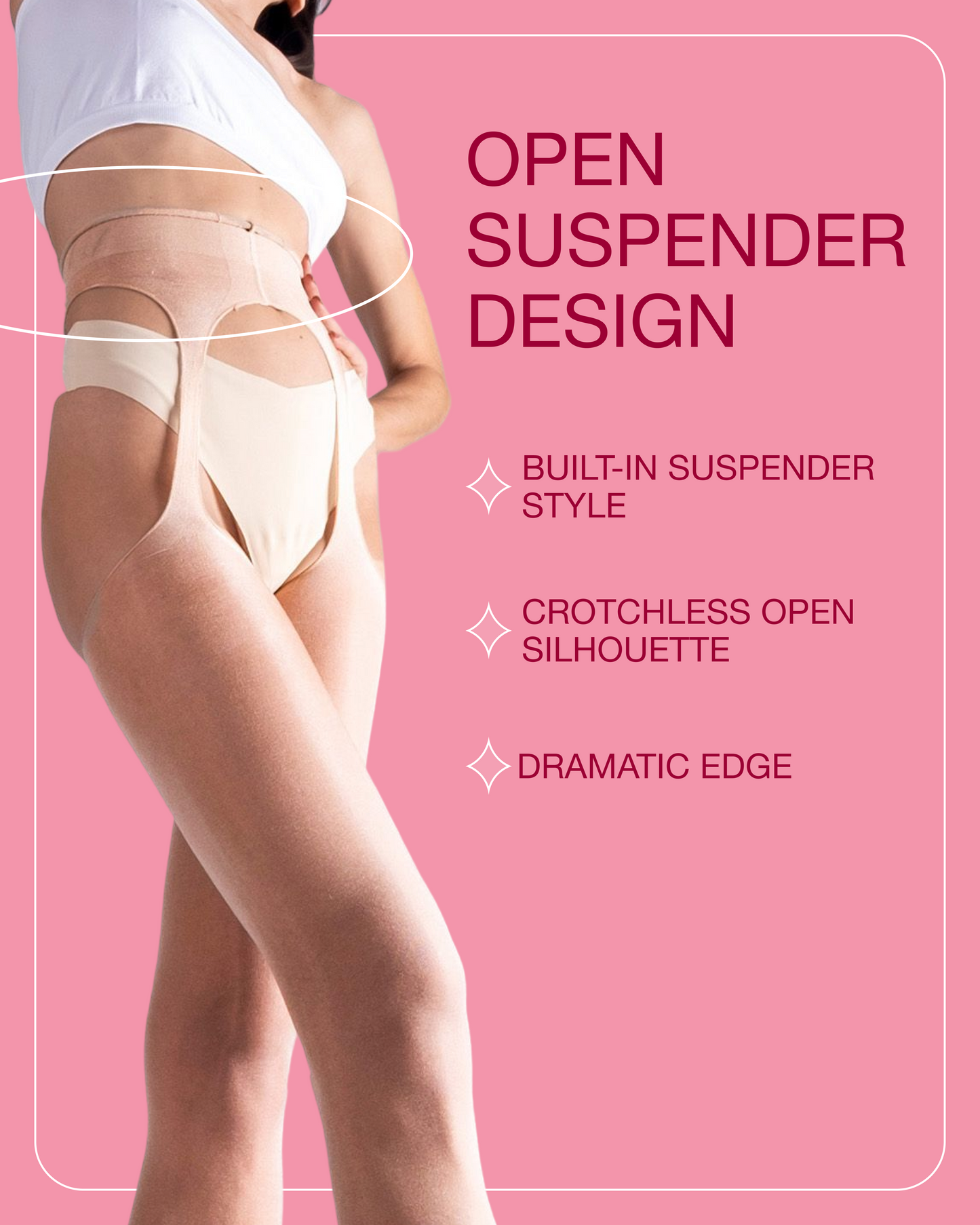 Lustrous Sheer Suspender Crotchless Tights