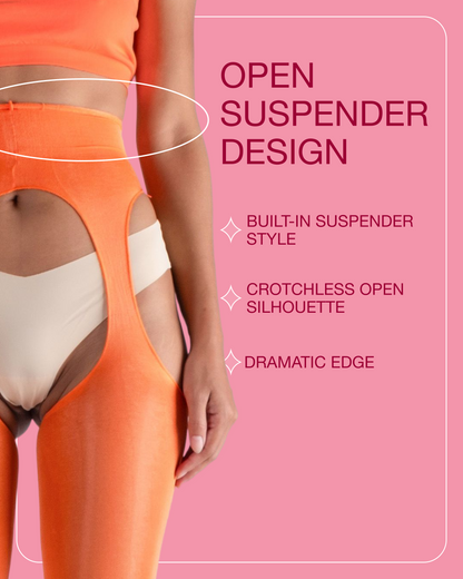 Lustrous Sheer Suspender Crotchless Tights