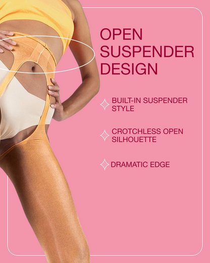Lustrous Sheer Suspender Crotchless Tights