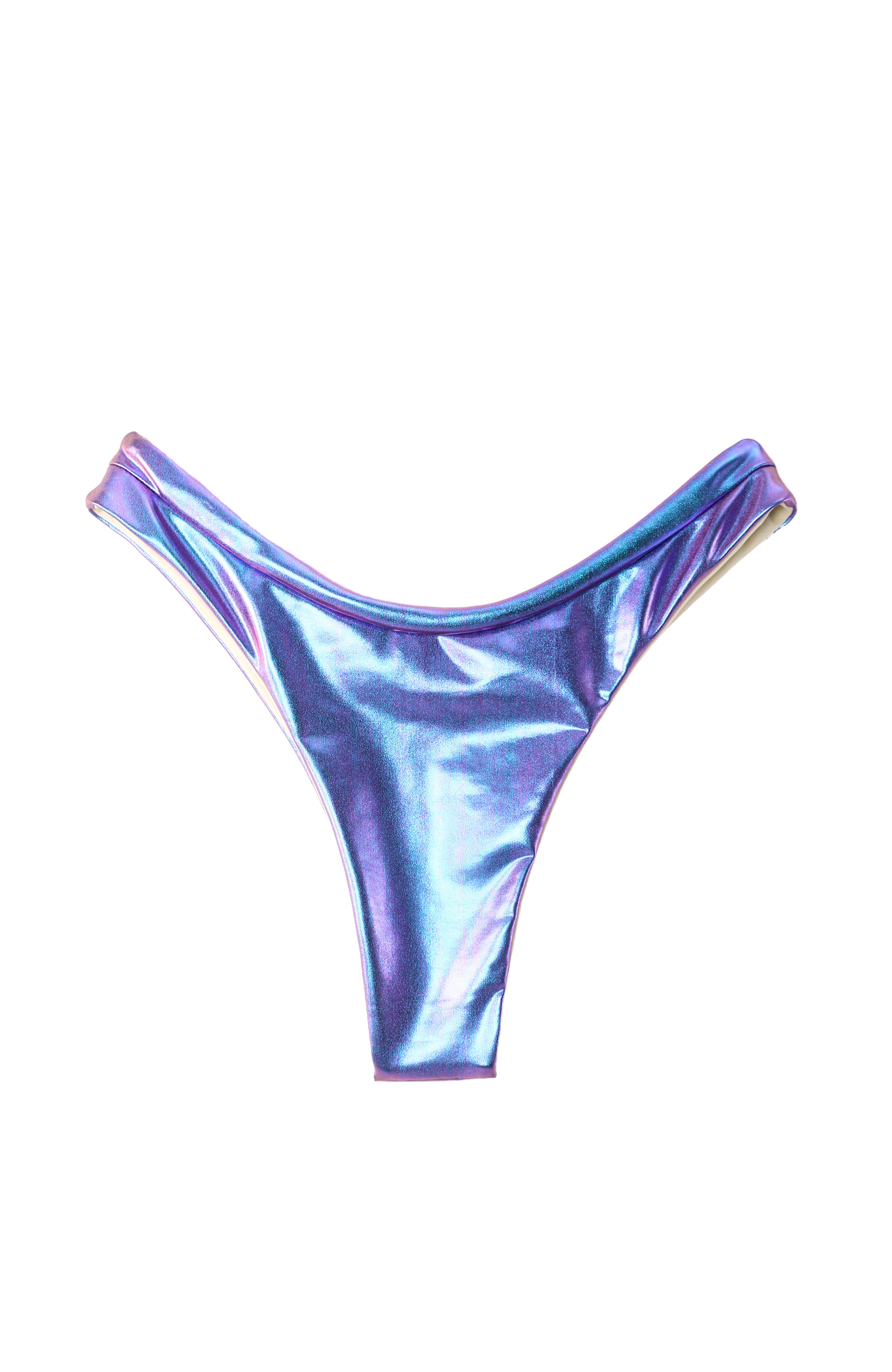 LECHERY® LUSTROUS HIGH-CUT BIKINI BOTTOM • HOLOGRAPHIC MIDNIGHT