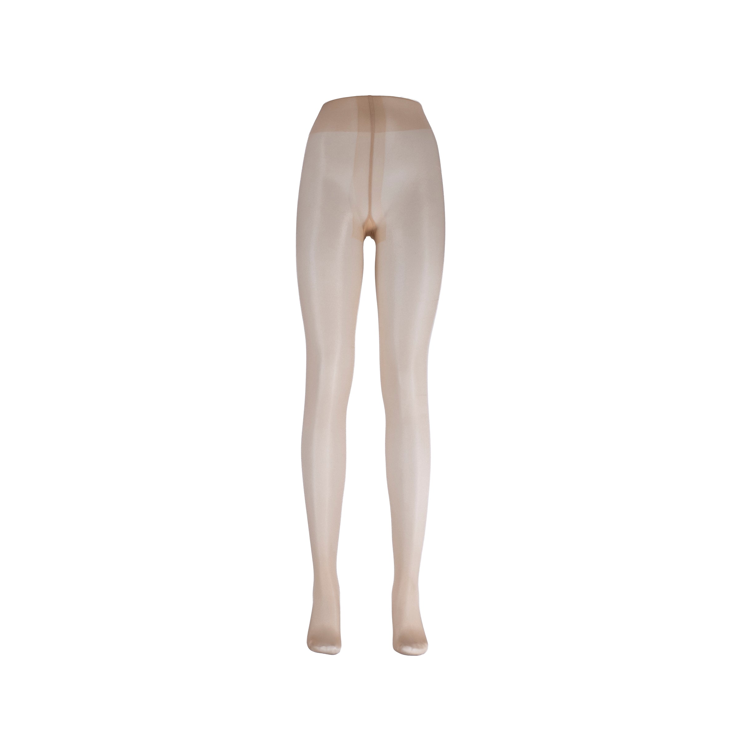 Beige sheer tights on a white background