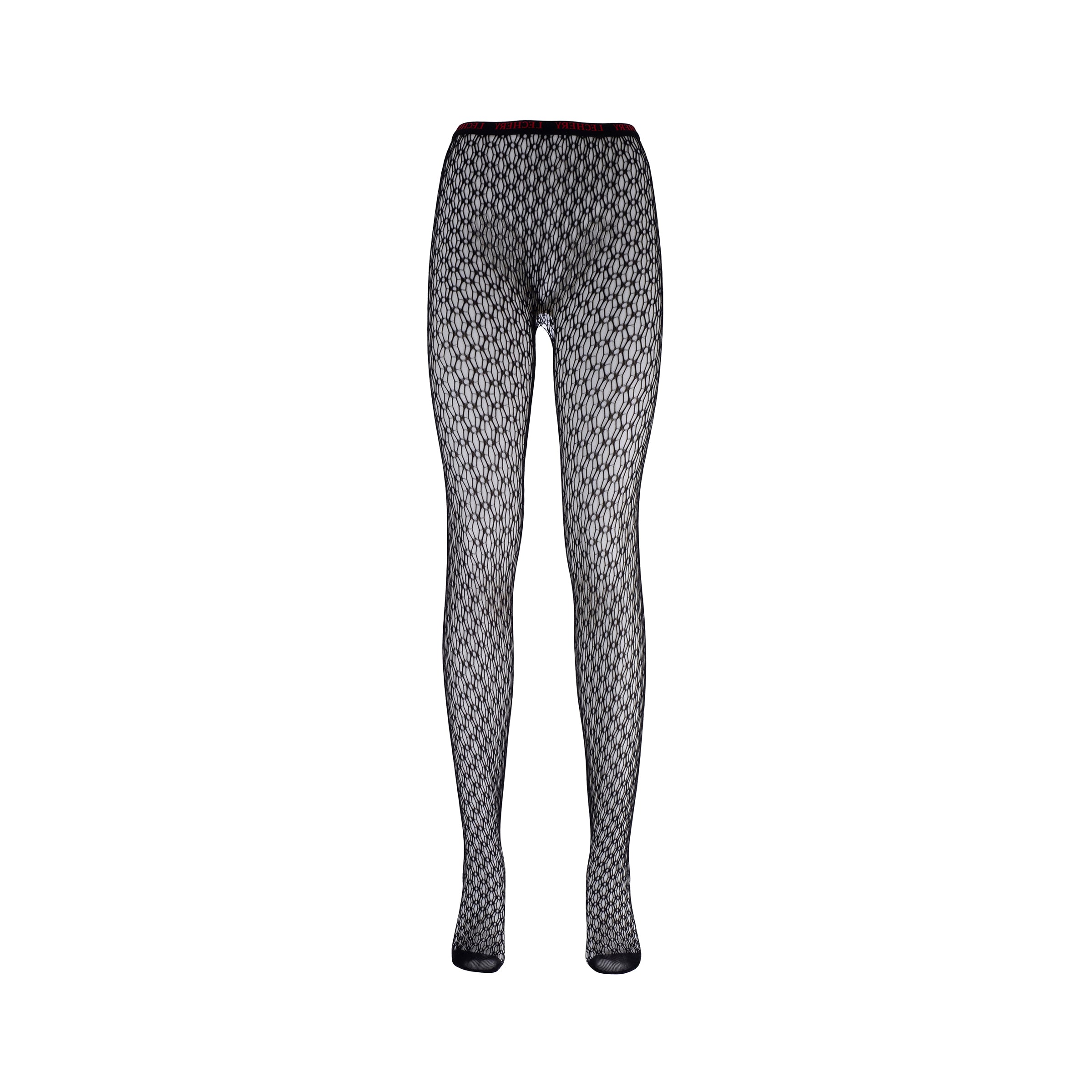 Black and white patterned tights on a white background