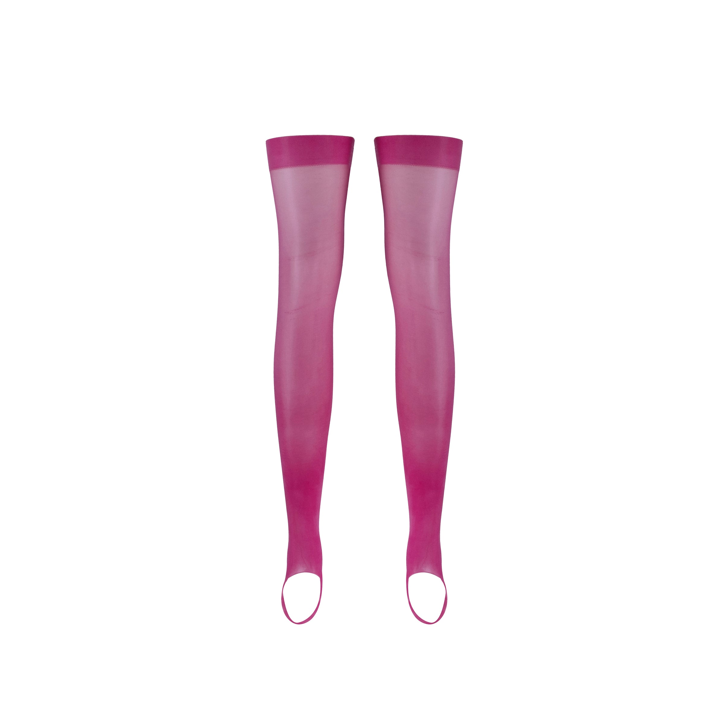 LECHERY® LUSTROUS SILKY SHINY STIRRUP THIGH HIGHS • PINK