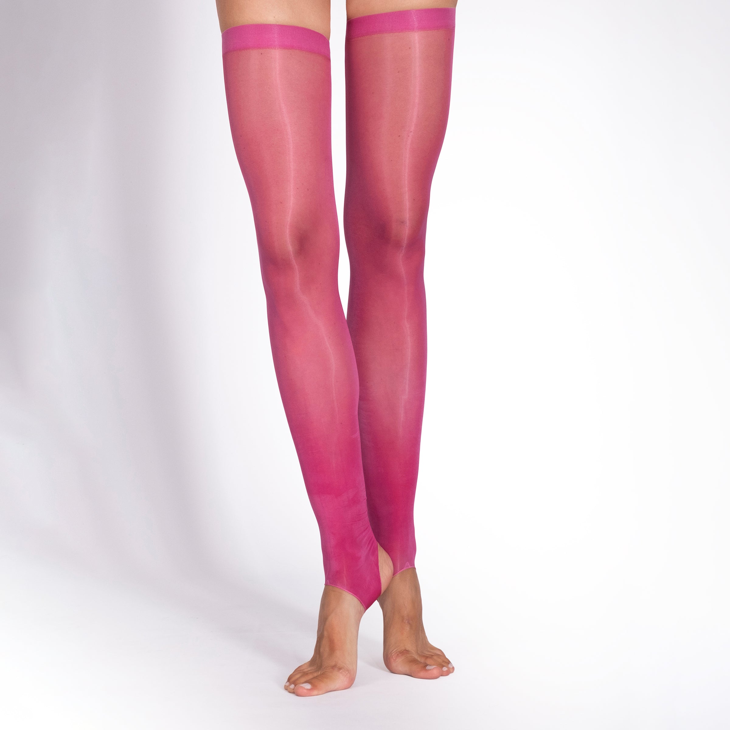 LECHERY® LUSTROUS SILKY SHINY STIRRUP THIGH HIGHS • PINK