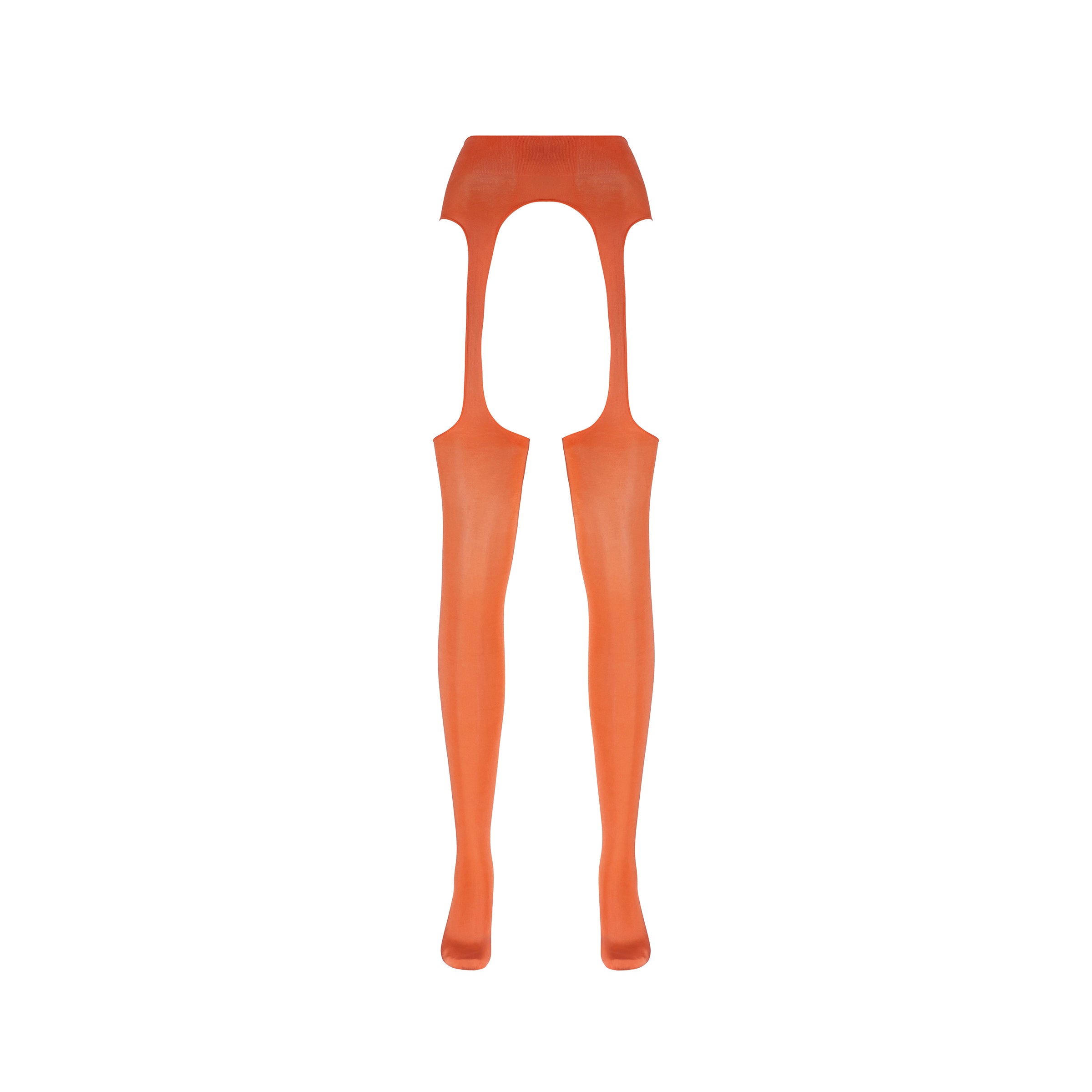 LECHERY® LUSTROUS SILKY SHINY SHEER SUSPENDER CROTCHLESS TIGHTS • ORANGE