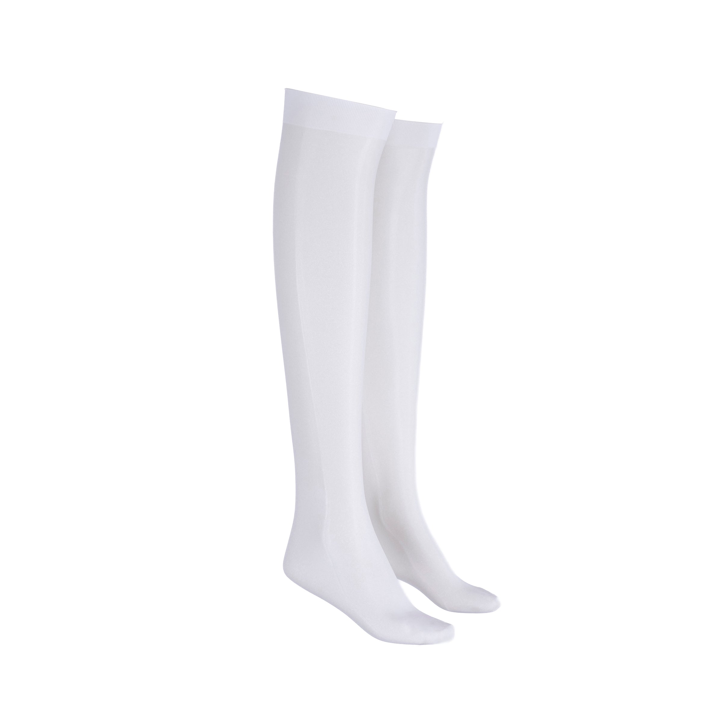 White knee-high socks on a white background