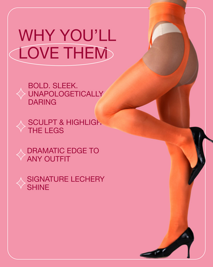 Lustrous Sheer Suspender Crotchless Tights