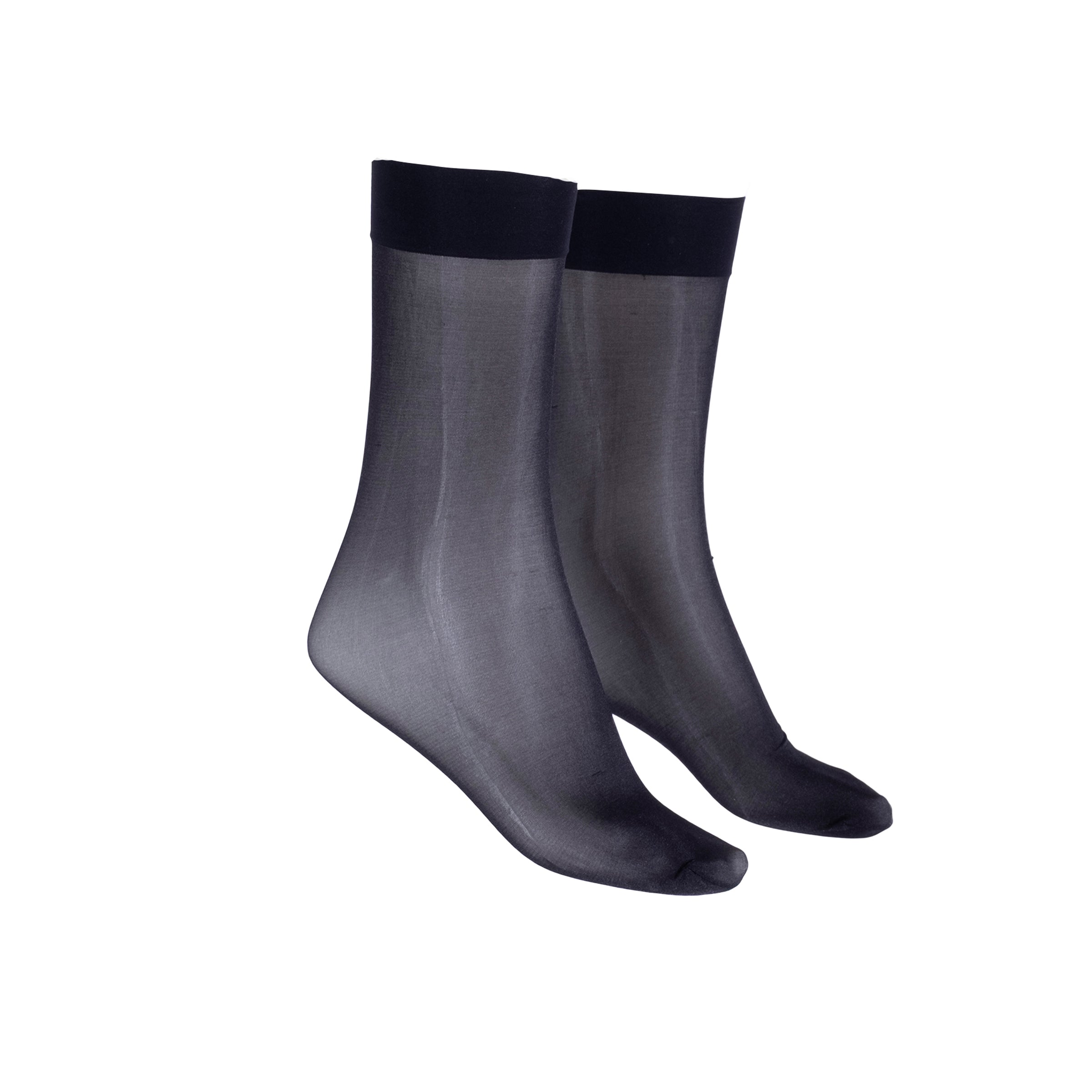 LECHERY® LUSTROUS SILKY SHINY SHEER DRESS SOCKS (2 PAIRS) • BLACK