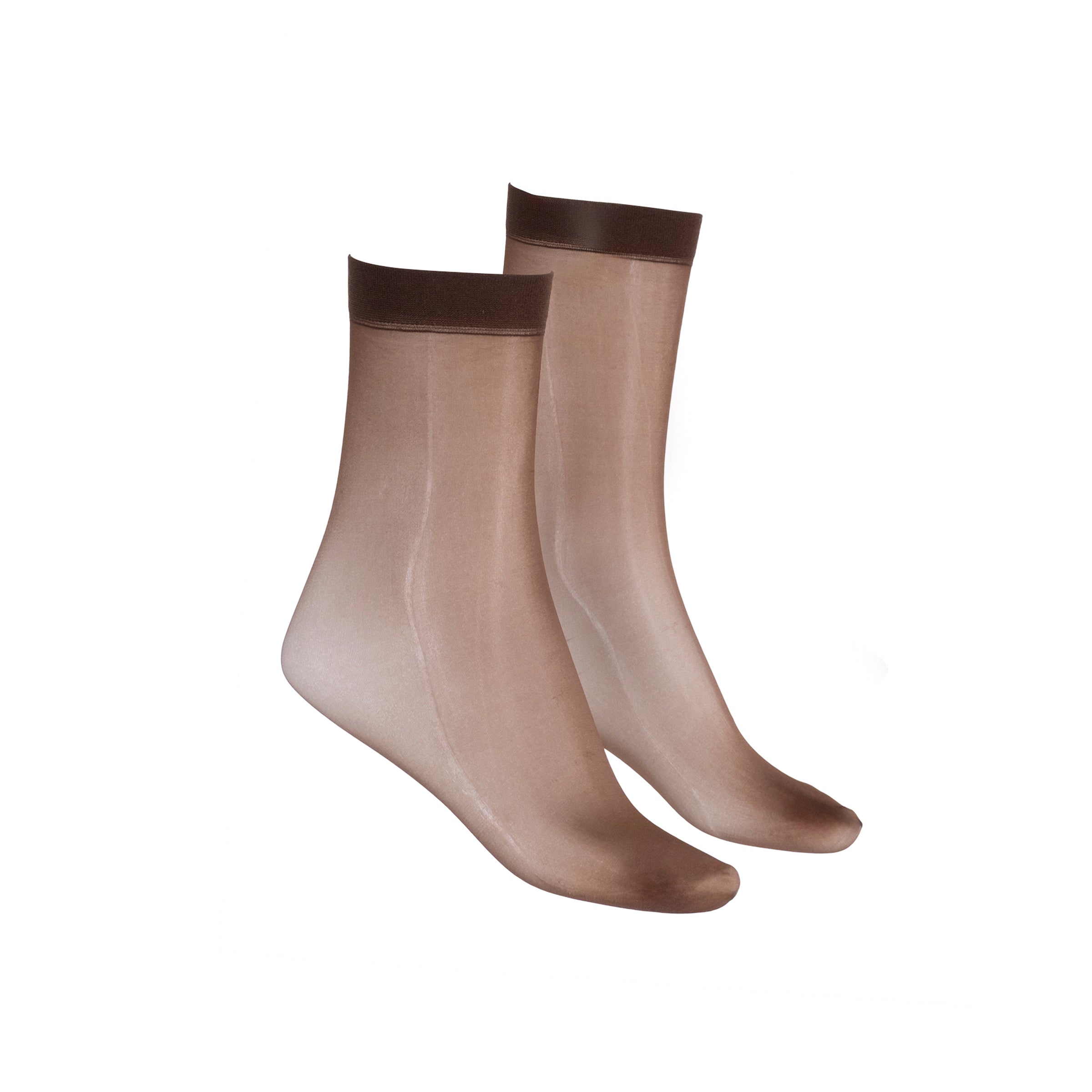 LECHERY® LUSTROUS SILKY SHINY SHEER DRESS SOCKS (2 PAIRS) • COCOA