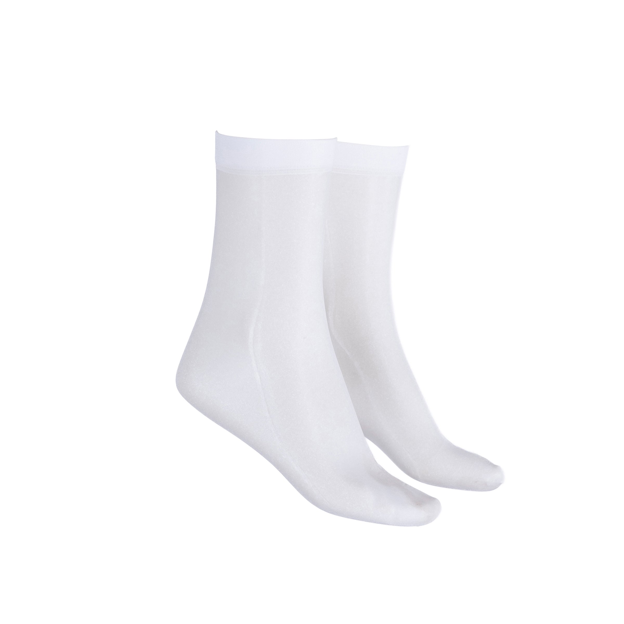 LECHERY® LUSTROUS SILKY SHINY SHEER DRESS SOCKS (2 PAIRS) • WHITE