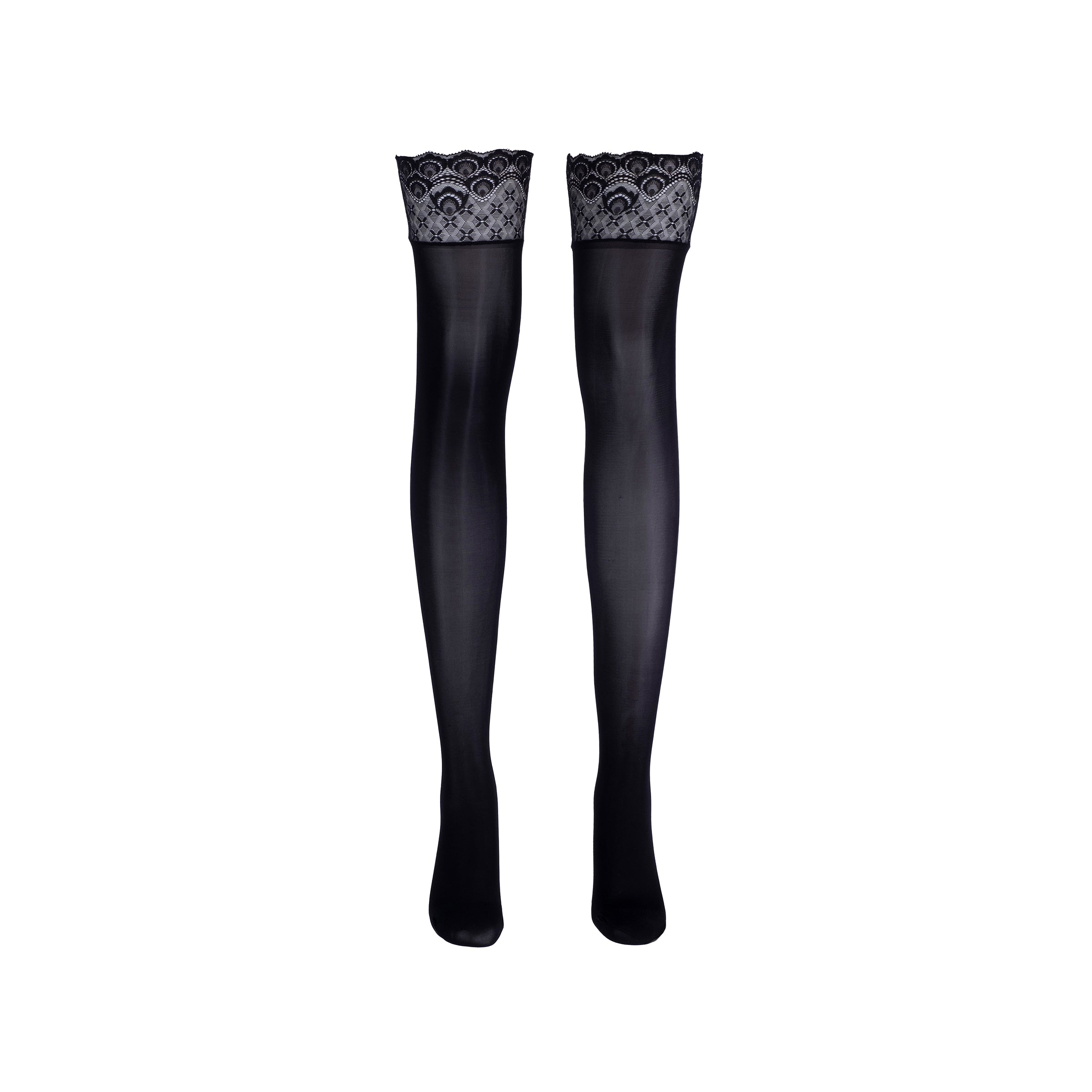 LECHERY® LUSTROUS SILKY SHINY THIGH HIGHS • BLACK