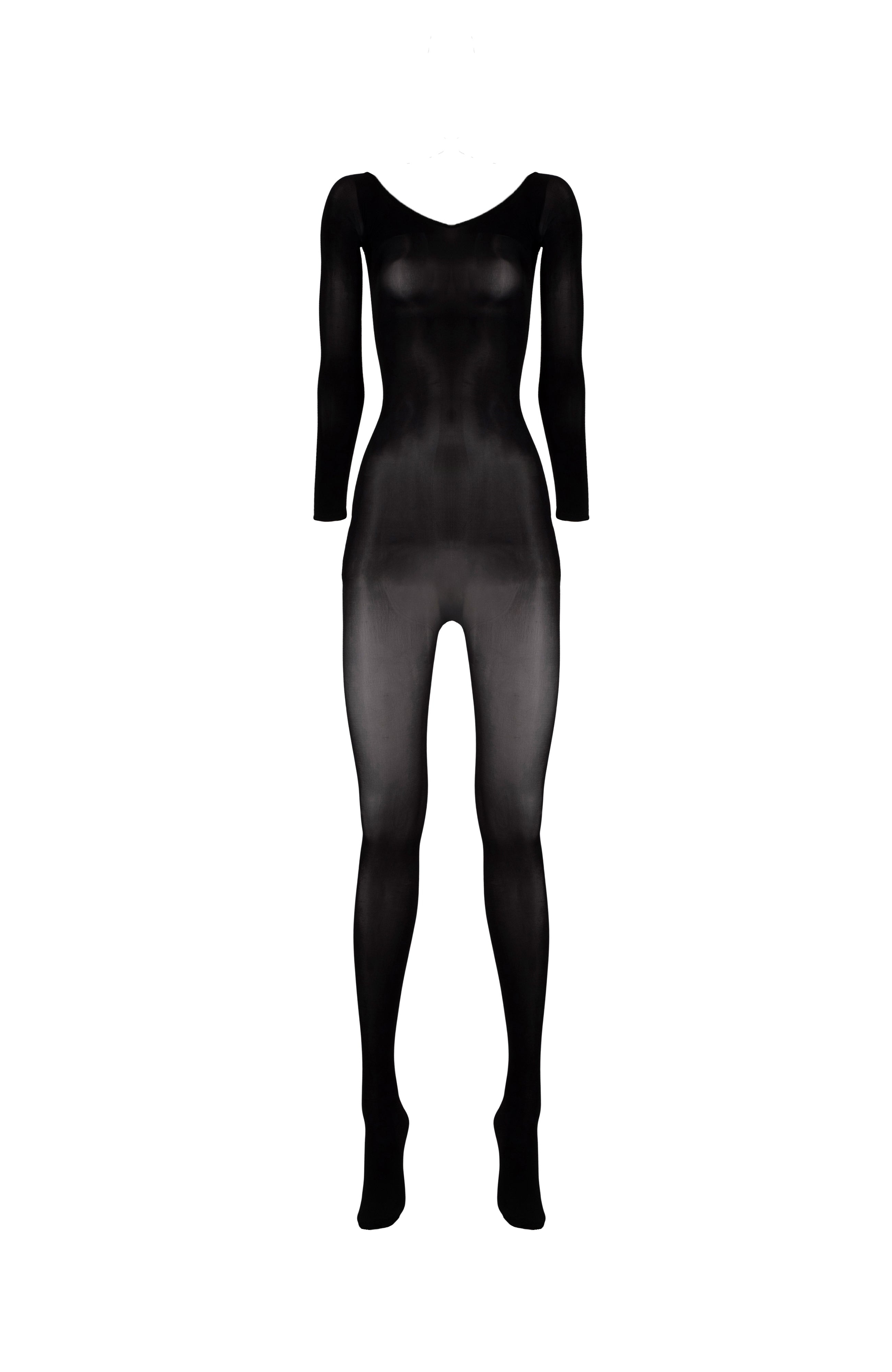Lustrous Silky Sheer Off-the-shoulder Bodystocking
