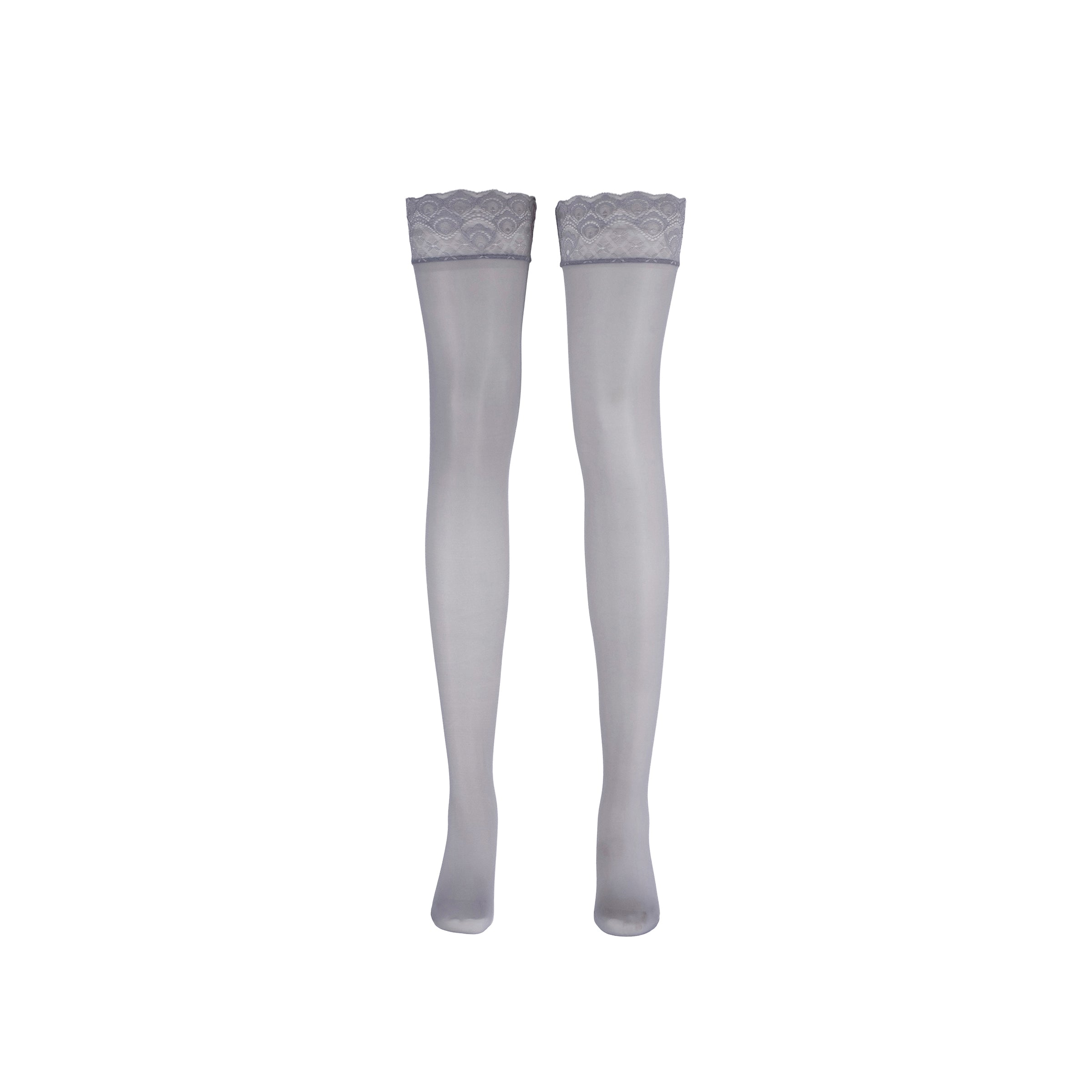 LECHERY® LUSTROUS SILKY SHINY THIGH HIGHS • GREY