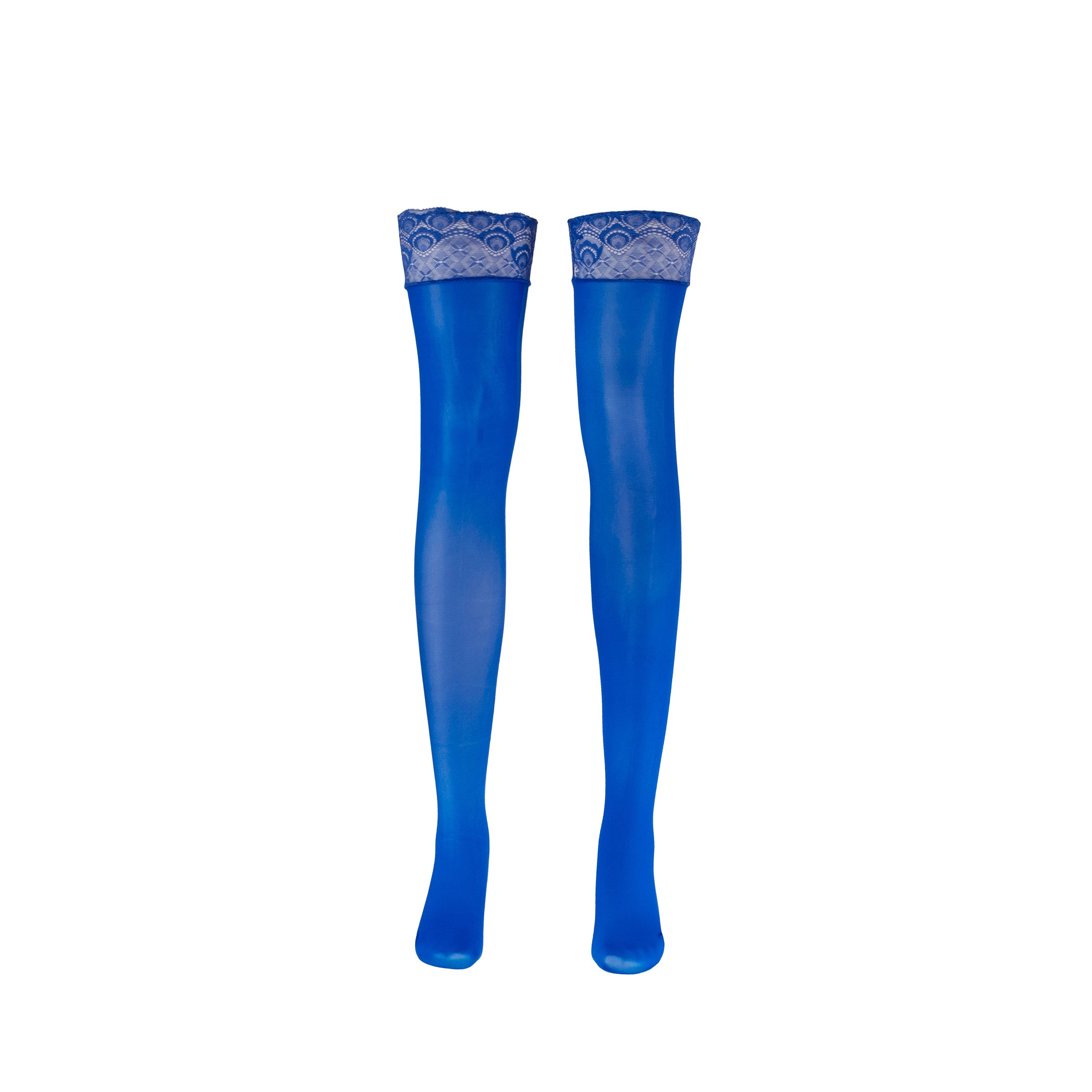 LECHERY® LUSTROUS SILKY SHINY THIGH HIGHS • BLUE