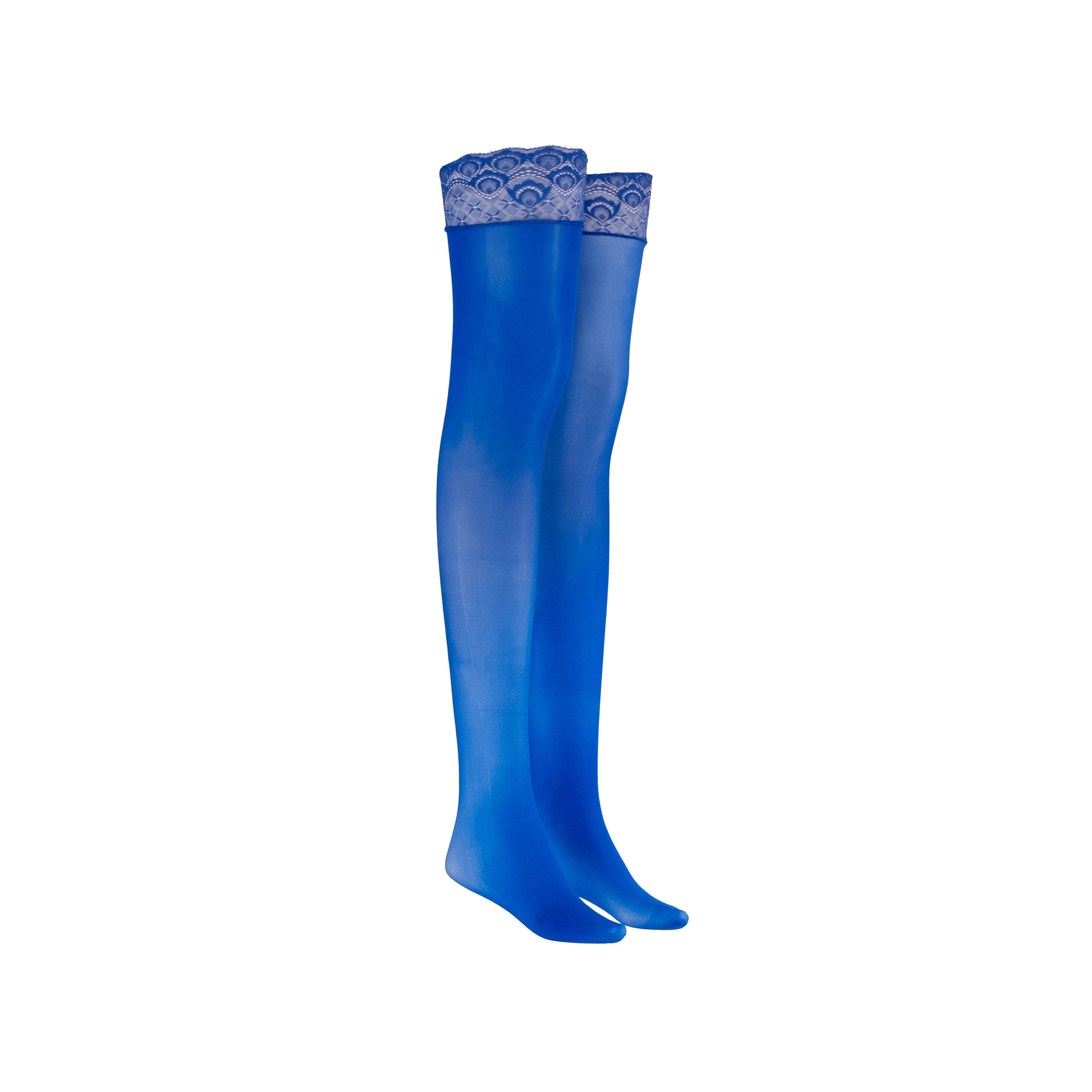 LECHERY® LUSTROUS SILKY SHINY THIGH HIGHS • BLUE