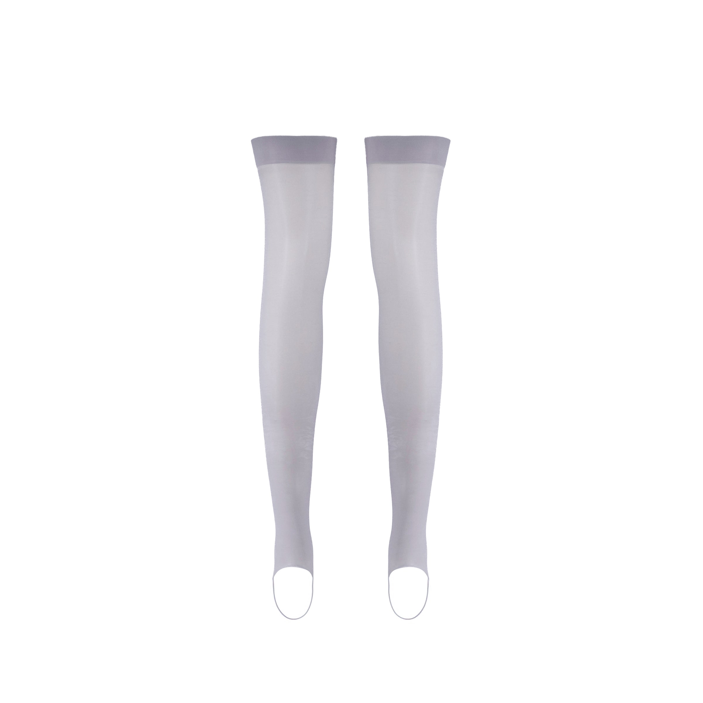 LECHERY® LUSTROUS SILKY SHINY STIRRUP THIGH HIGHS • GREY