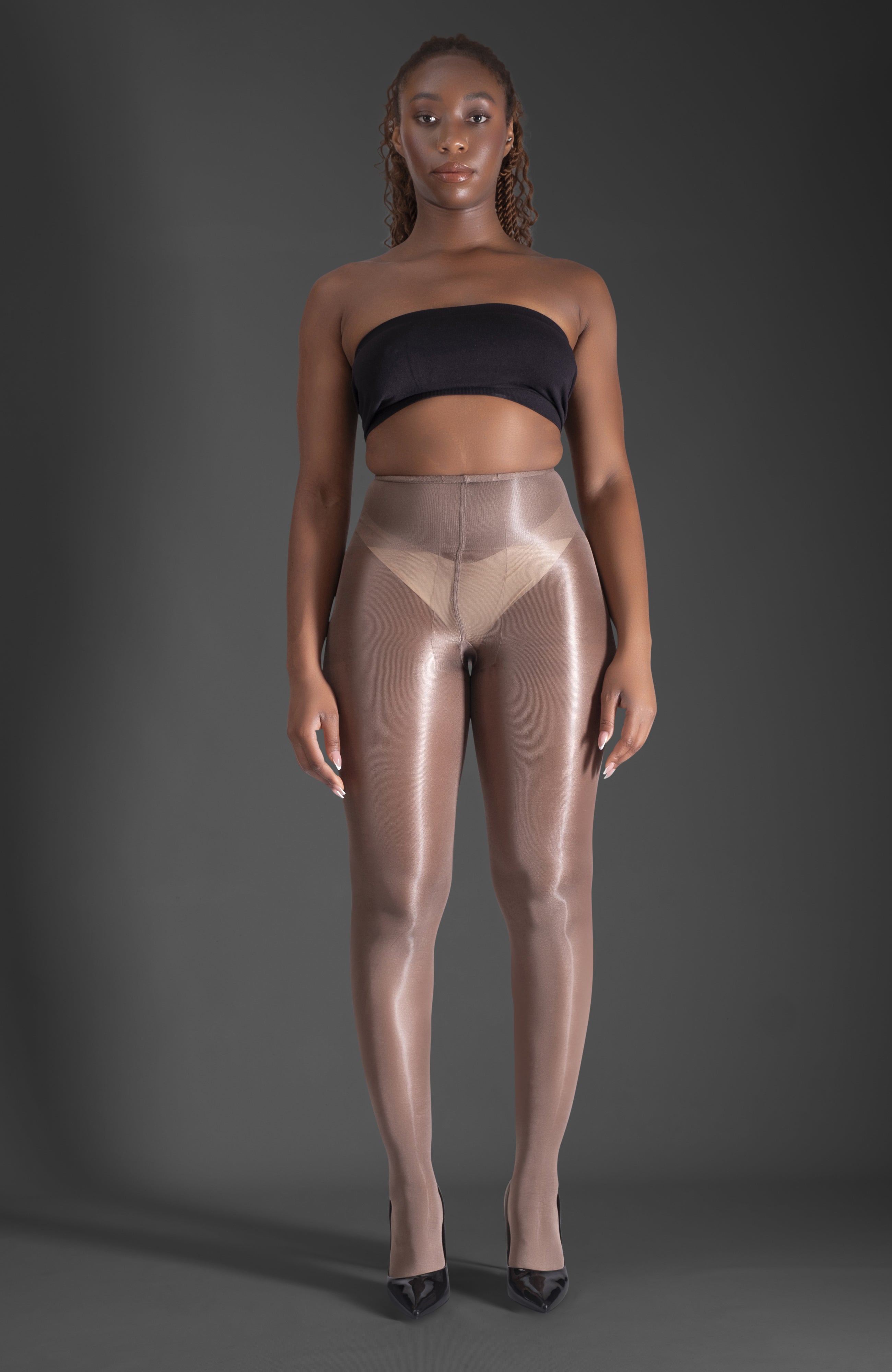 LECHERY® LUSTROUS SILKY SHINY 40 DENIER SEMI-OPAQUE PANTYHOSE TIGHTS • COCOA