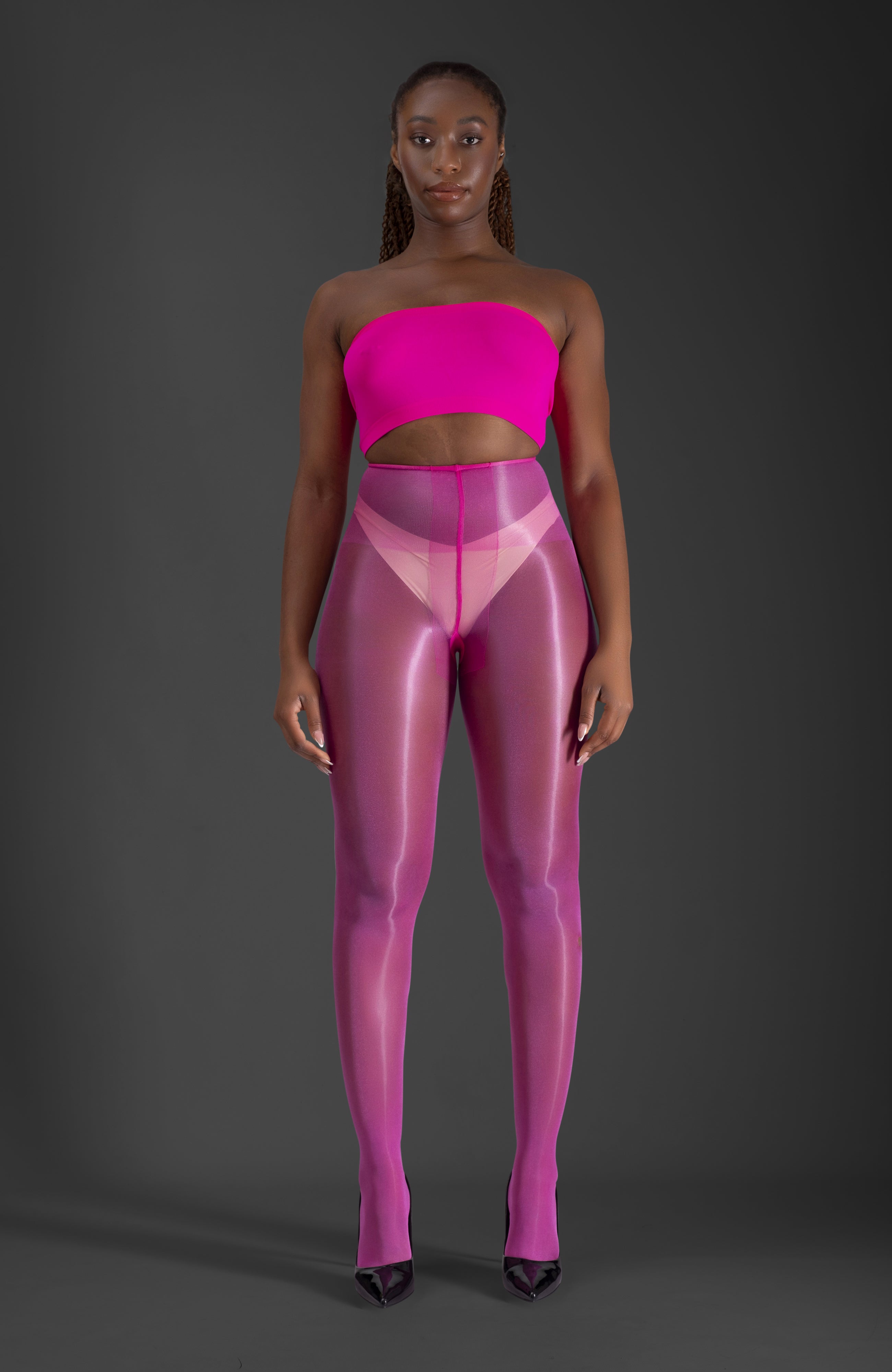 LECHERY® LUSTROUS SILKY SHINY 40 DENIER SEMI-OPAQUE PANTYHOSE TIGHTS • PINK