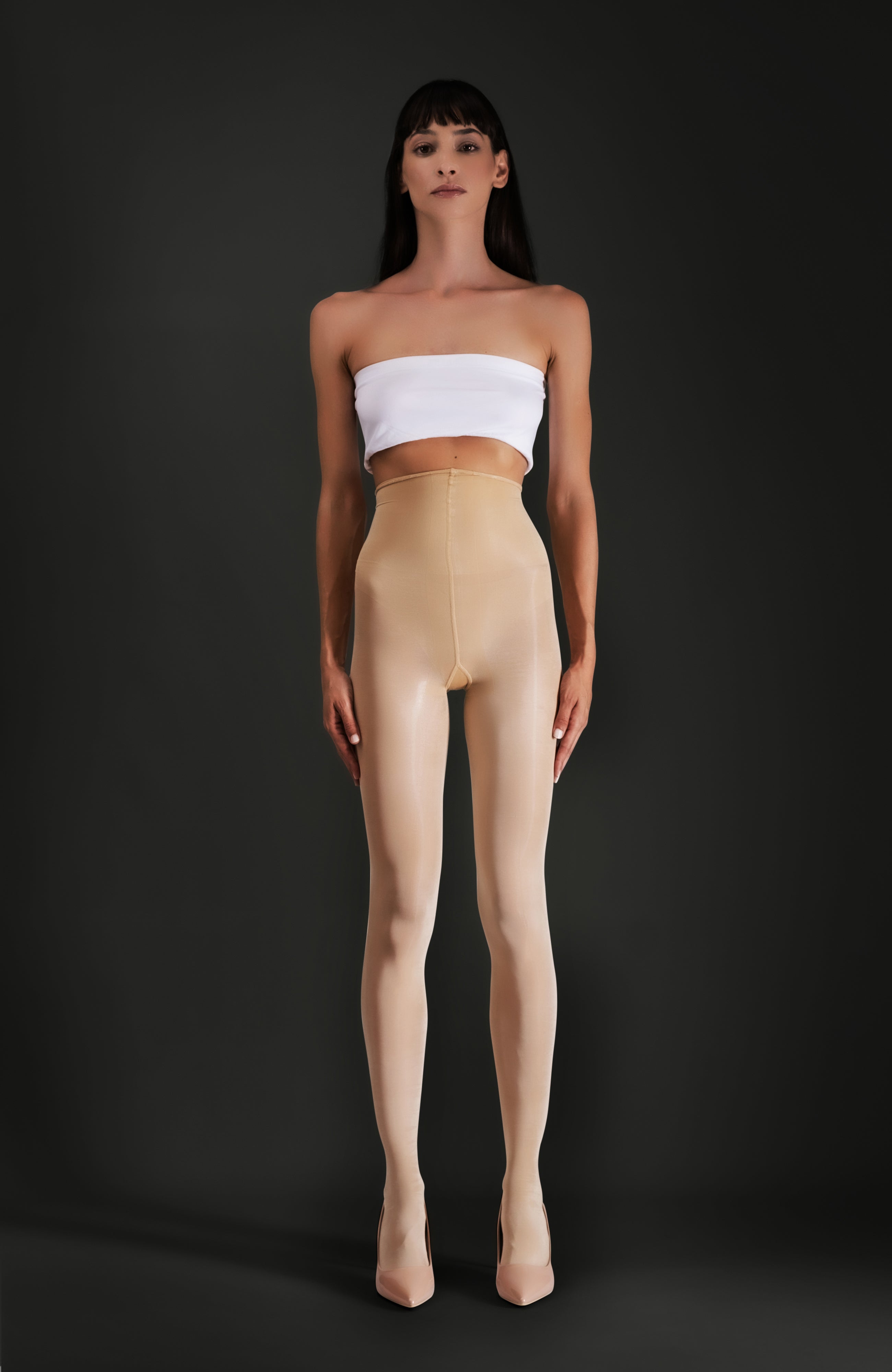 LECHERY® LUSTROUS SILKY SHINY 40 DENIER SEMI-OPAQUE PANTYHOSE TIGHTS • NATURAL