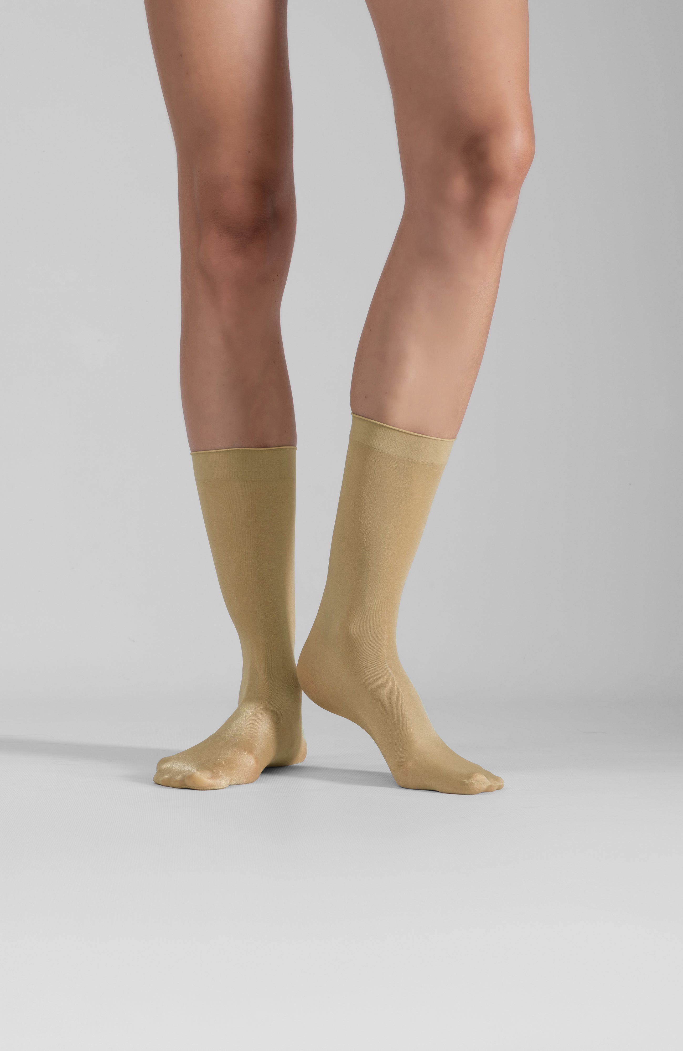 LECHERY® LUSTROUS SILKY SHINY SHEER DRESS SOCKS (2 PAIRS) • YELLOW