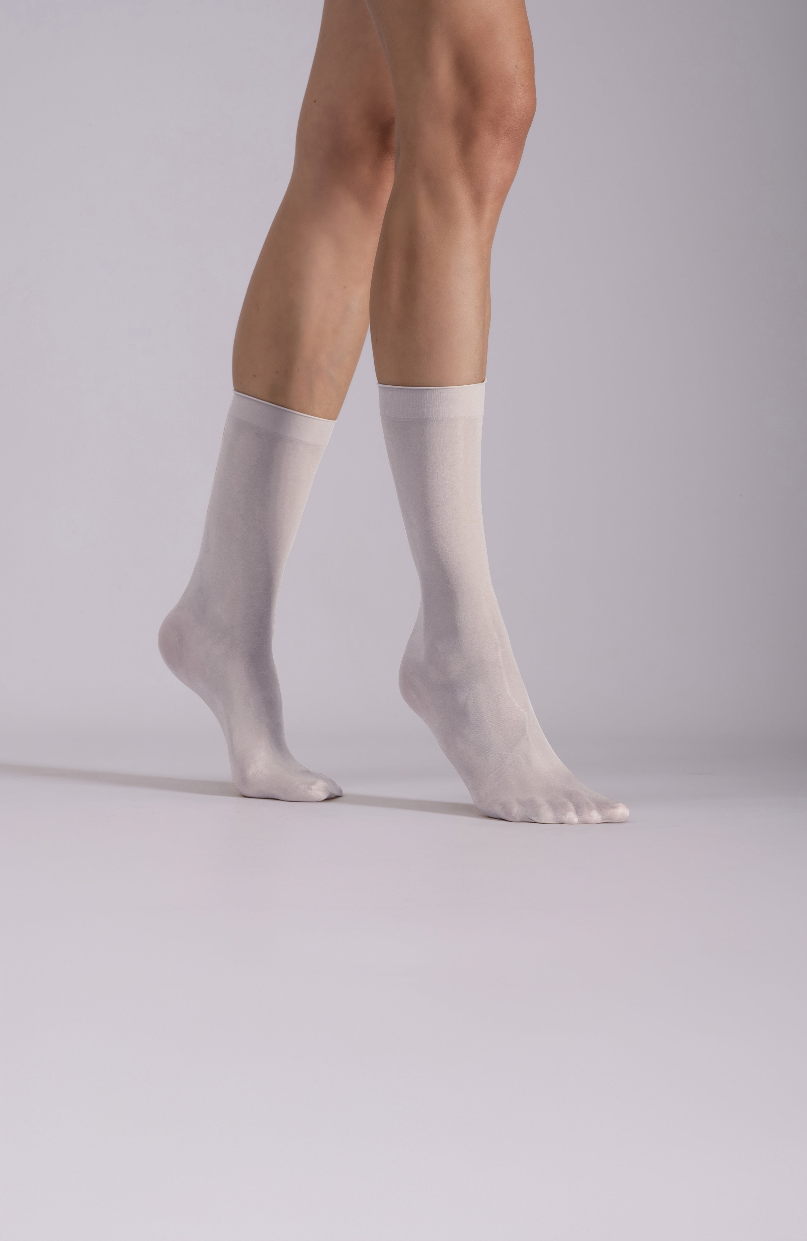 LECHERY® LUSTROUS SILKY SHINY SHEER DRESS SOCKS (2 PAIRS) • WHITE