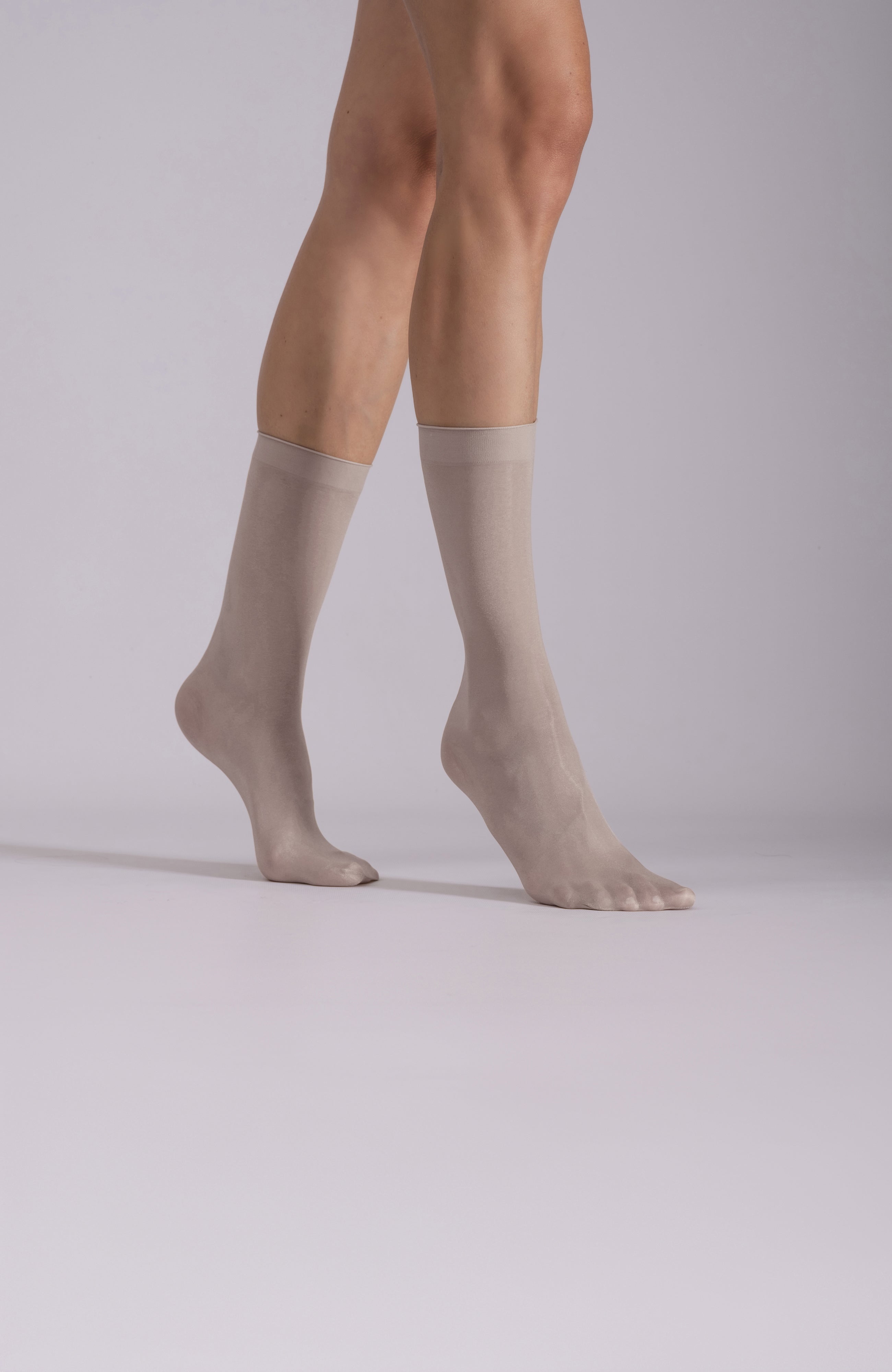 LECHERY® LUSTROUS SILKY SHINY SHEER DRESS SOCKS (2 PAIRS) • GREY