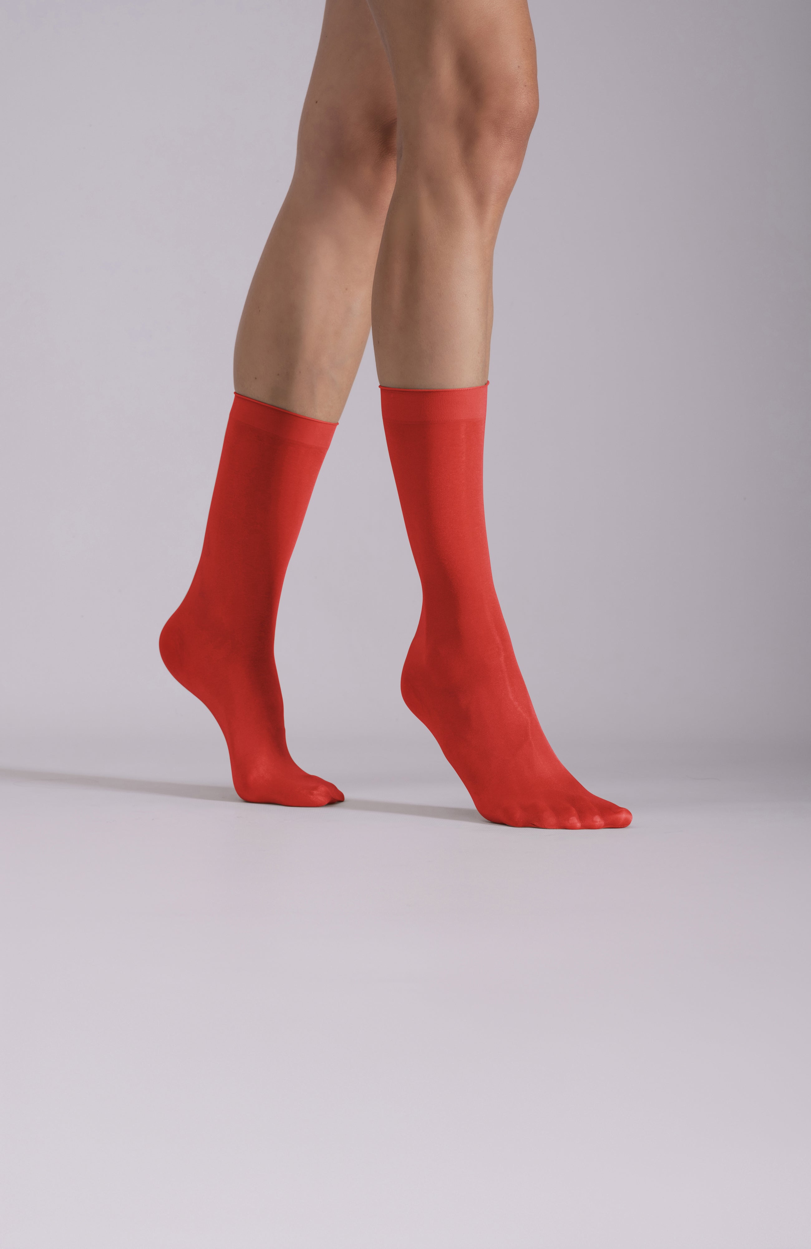 LECHERY® LUSTROUS SILKY SHINY SHEER DRESS SOCKS (2 PAIRS) • RED
