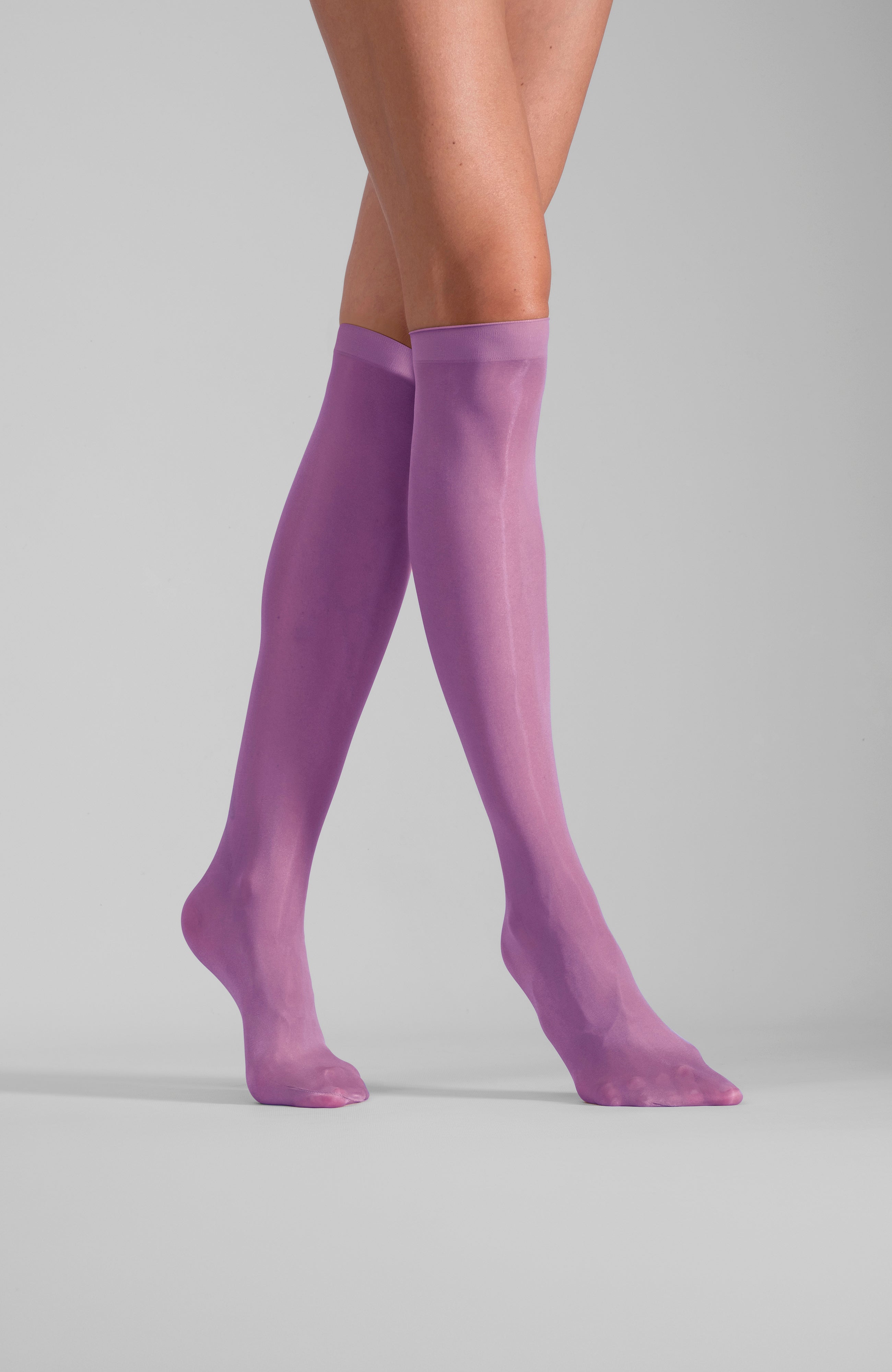 LECHERY® LUSTROUS SILKY SHINY SHEER DRESS KNEE-HIGHS (2 PAIRS) • PURPLE