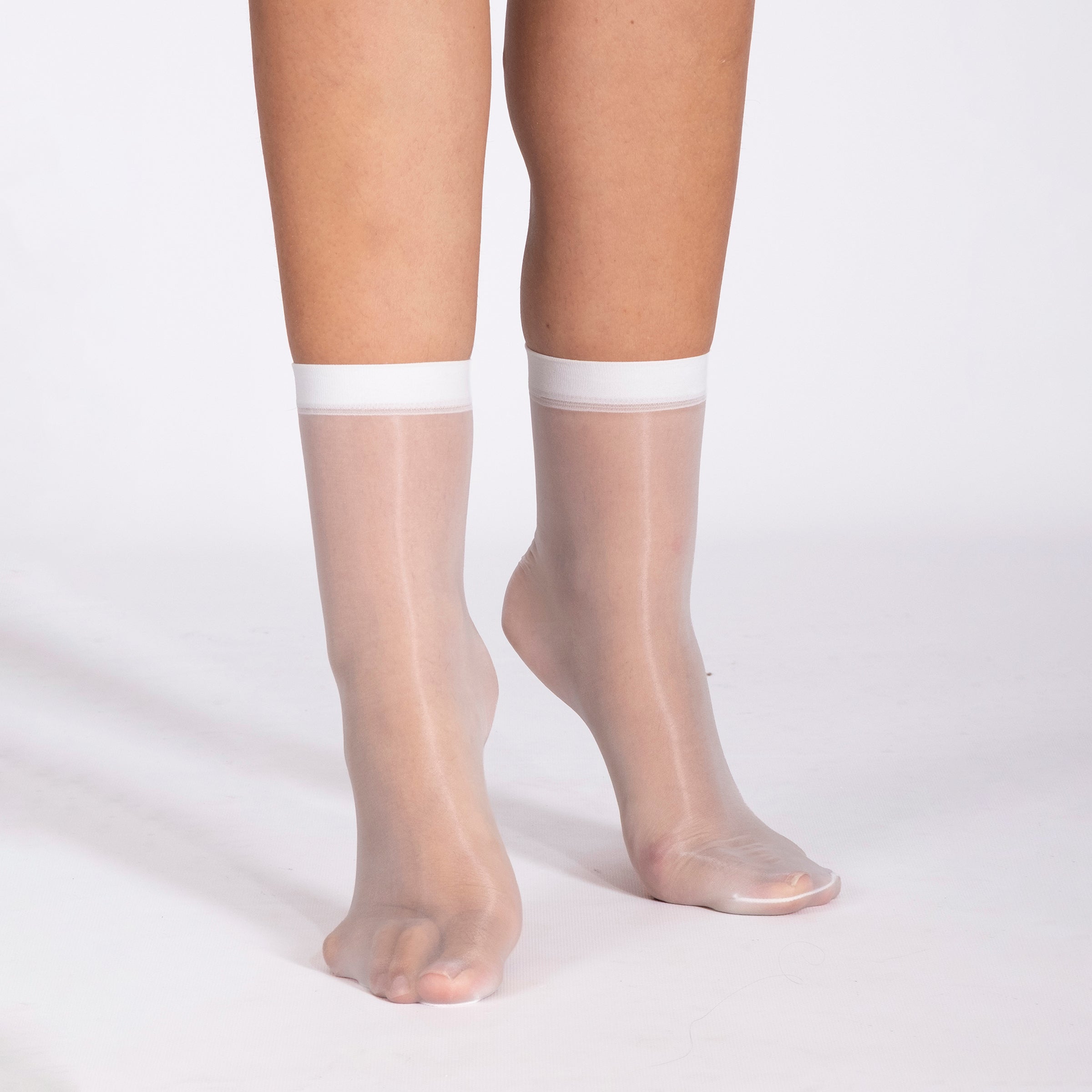 LECHERY® LUSTROUS SILKY SHINY SHEER DRESS SOCKS (2 PAIRS) • WHITE