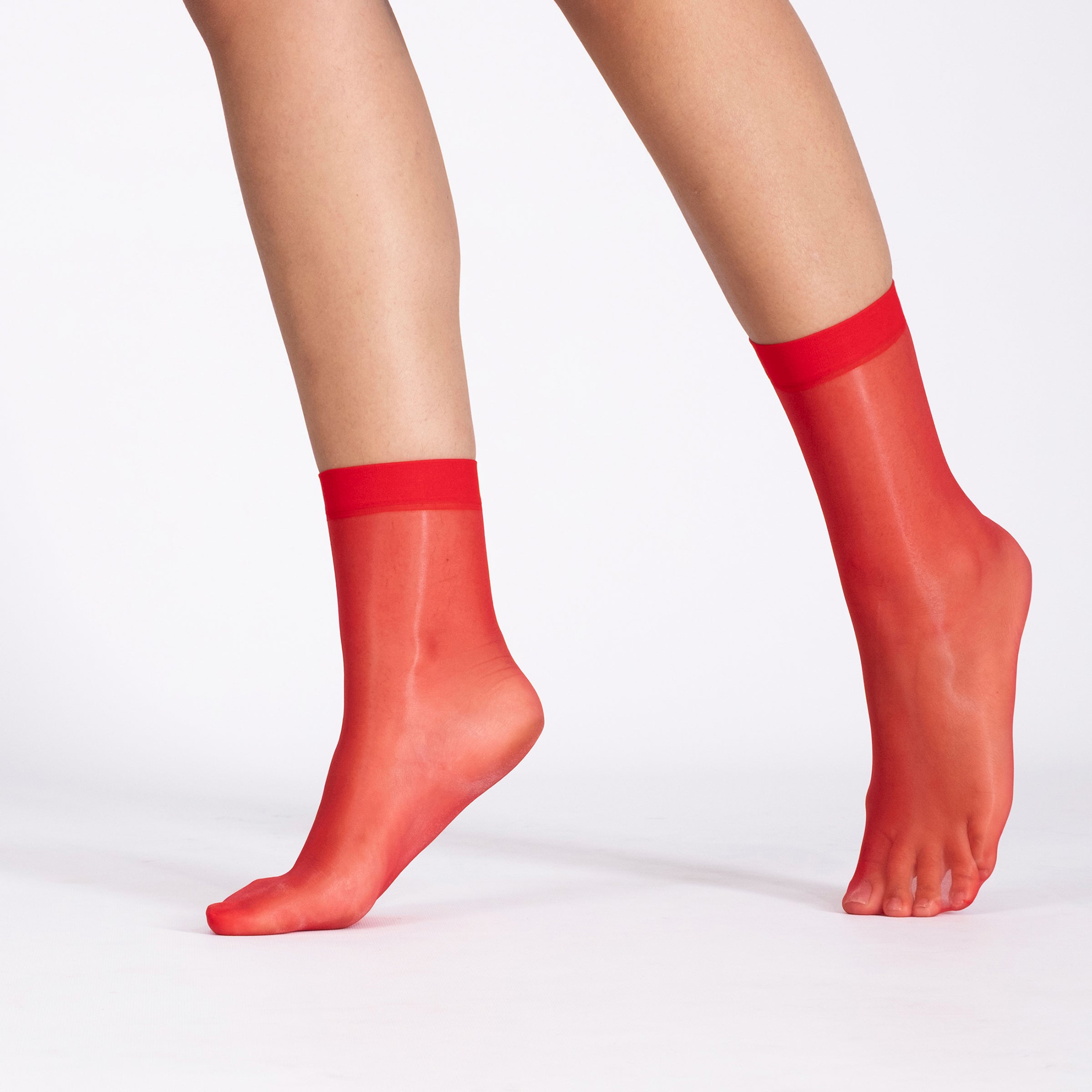 LECHERY® LUSTROUS SILKY SHINY SHEER DRESS SOCKS (2 PAIRS) • RED