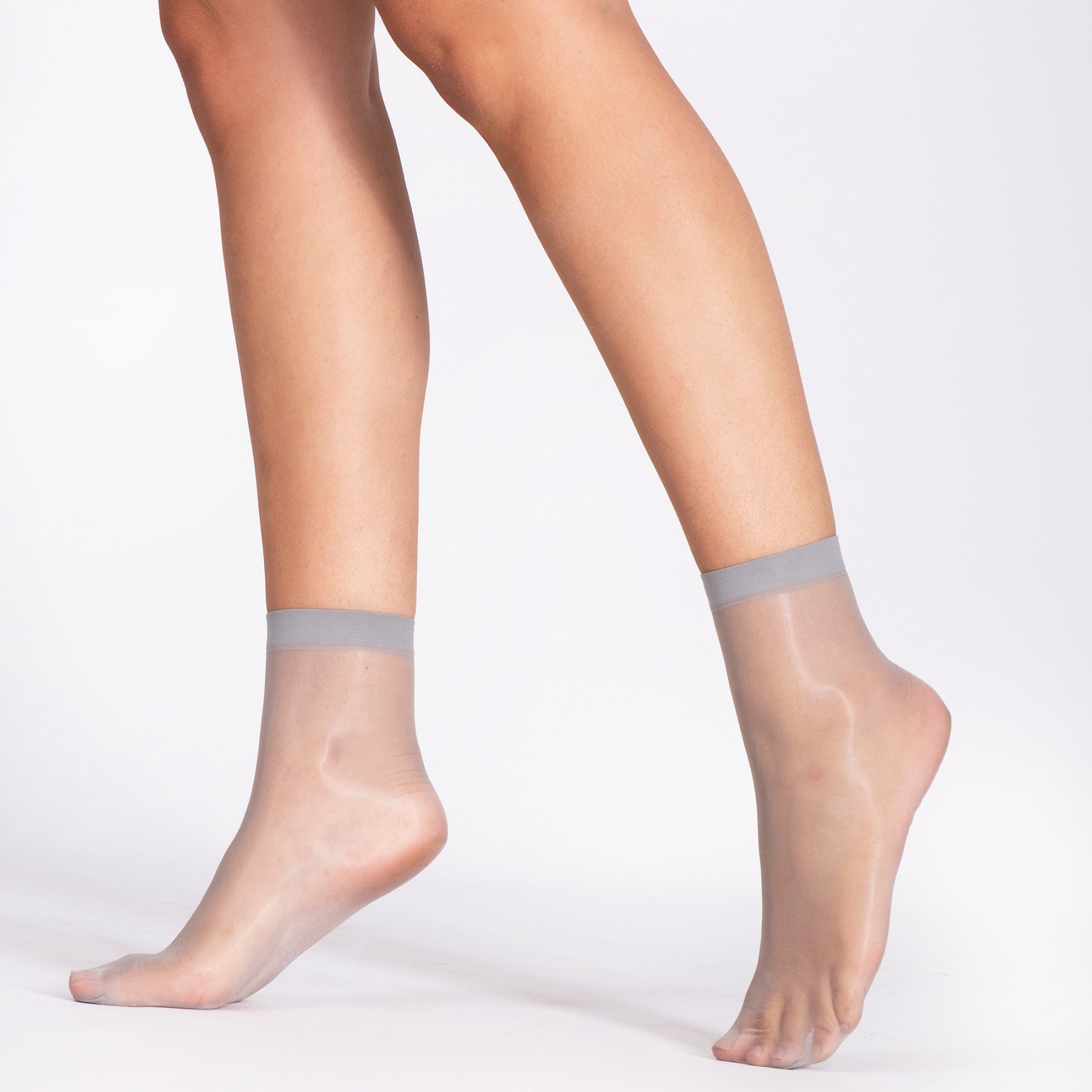 LECHERY® LUSTROUS SILKY SHINY SHEER DRESS SOCKS (2 PAIRS) • GREY