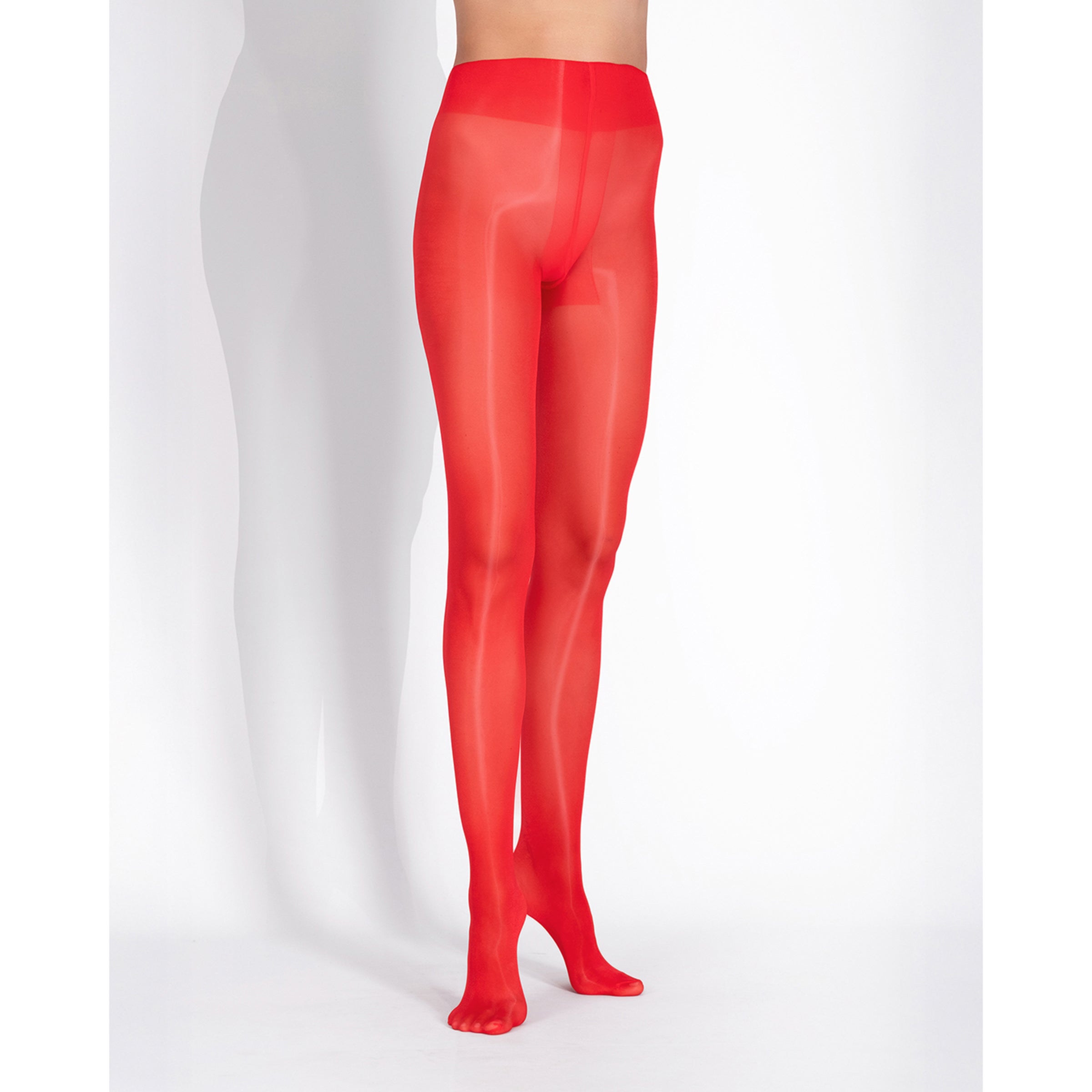 LECHERY® LUSTROUS SILKY SHINY 40 DENIER SEMI-OPAQUE PANTYHOSE TIGHTS • RED