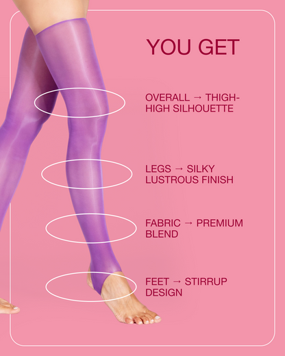 Lustrous Shiny Sheer Stirrup Thigh-Highs