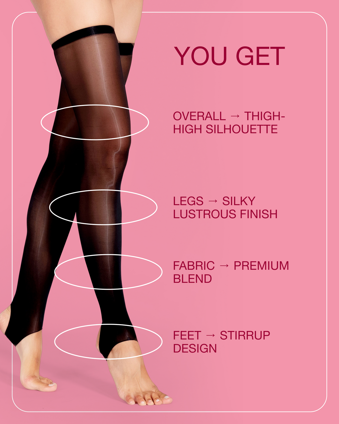 Lustrous Shiny Sheer Stirrup Thigh-Highs