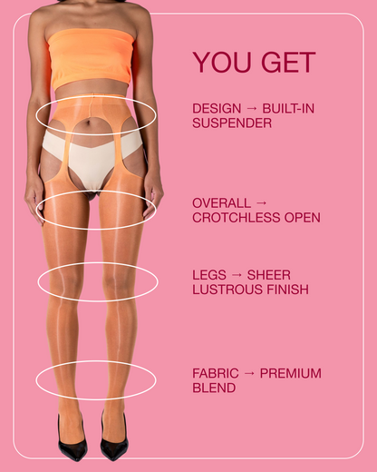 Lustrous Sheer Suspender Crotchless Tights