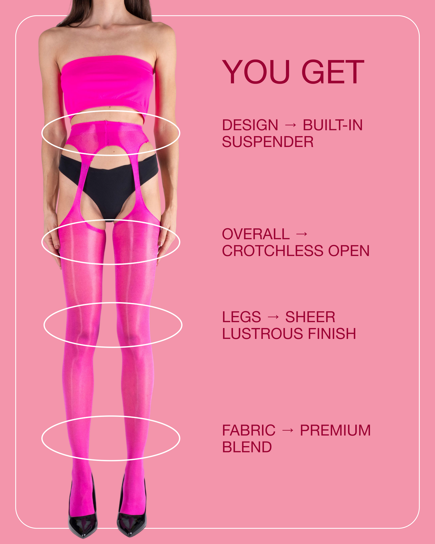 Lustrous Sheer Suspender Crotchless Tights
