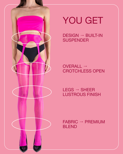 Lustrous Sheer Suspender Crotchless Tights